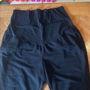 Black High-Waist Maternity Sweatpants